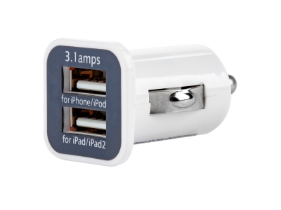 Ładowarka samochodowa 2xUSB biała PCH-01