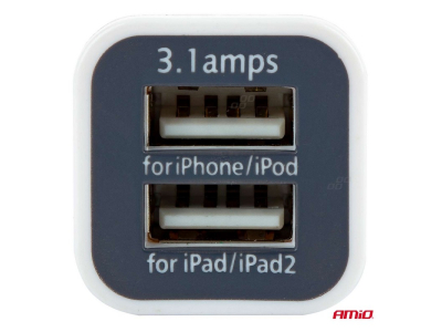 Ładowarka samochodowa 2xUSB biała PCH-01