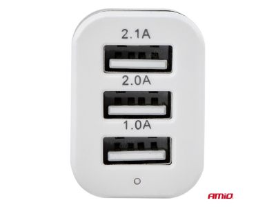 Ładowarka samochodowa 3xUSB biała PCH-03