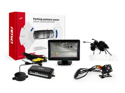 Zestaw czujników parkowania TFT01 4,3" z kamerą HD-315-LED 4 sensory białe