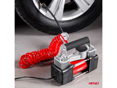 Kompresor samochodowy AComp-4 metalowy 2 cylindry 12V HQ