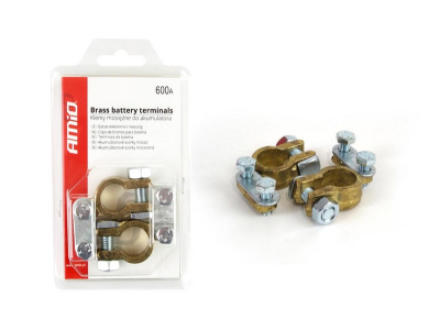 Klemy akumulatora mosiężne 600AMP, 2 szt. w blistrze