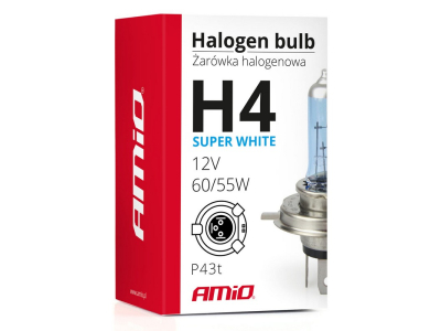 Żarówka halogenowa H4 12V 60/55W filtr UV (E4) Super White