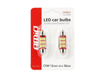 Żarówki LED CANBUS 4014 12SMD Festoon C5W C10W C3W 36mm White 12V/24V