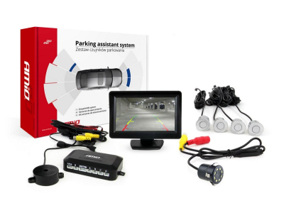 Zestaw czujników parkowania TFT01 4,3" z kamerą HD-308-LED 4 sensory srebrne