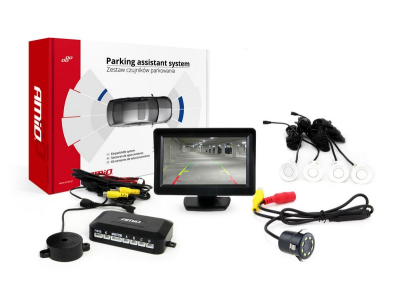 Zestaw czujników parkowania TFT01 4,3" z kamerą HD-308-LED 4 sensory białe