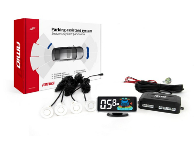 Zestaw czujników parkowania cofania LED-GRAF 4 sensory białe