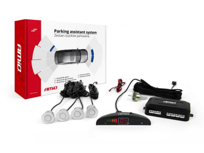 Zestaw czujników parkowania cofania LED 4 sensory srebrne