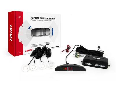 Zestaw czujników parkowania cofania LED 4 sensory białe