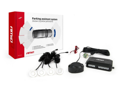 Zestaw czujników parkowania cofania Buzzer 4 sensory białe