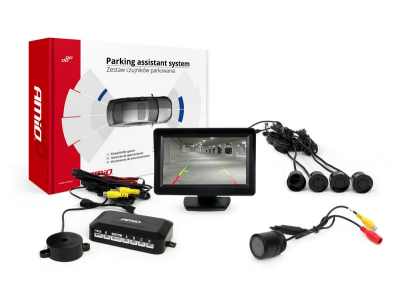 Zestaw czujników parkowania TFT01 4,3" z kamerą HD-301-IR 4 sensory czarne