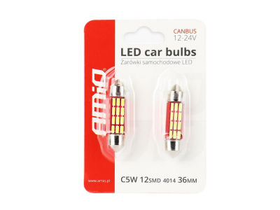 Żarówki LED CANBUS 4014 12SMD Festoon C5W C10W C3W 36mm White 12V/24V
