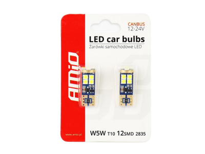 LED CANBUS 12SMD 2835 T10e (W5W) White 12V/24V