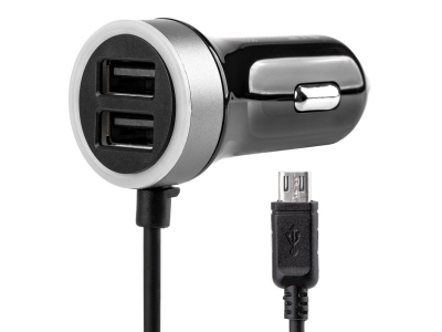 Ładowarka samochodowa PCH PRO-01 microUSB+2xUSB 2.4A 12/24V