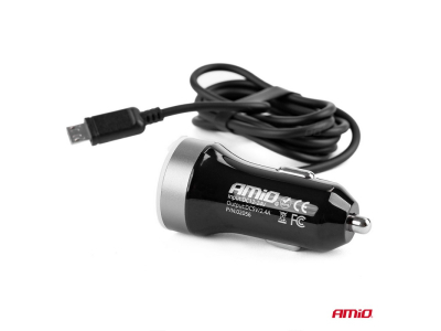 Ładowarka samochodowa PCH PRO-01 microUSB+2xUSB 2.4A 12/24V