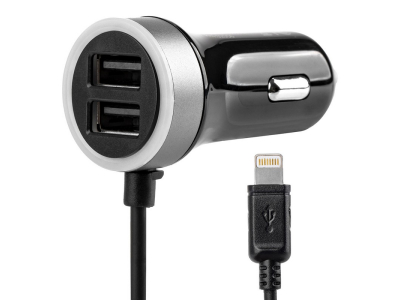 Ładowarka samochodowa 12/24V iPhone lightning + 2xUSB 2.4A PRO-02