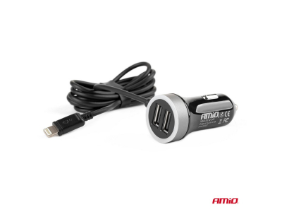 Ładowarka samochodowa 12/24V iPhone lightning + 2xUSB 2.4A PRO-02