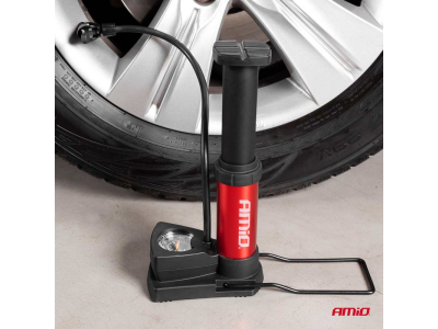 Pompka nożna MINI PU03 metalowa z manometrem