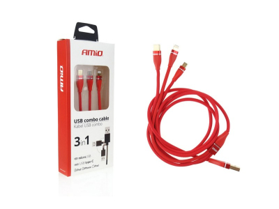 Multikabel do telefonu 3w1 Lightning/USB C/micro USB 120cm 3.1A UC-7