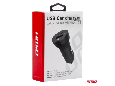 Ładowarka samochodowa USB-C Power Delivery PD i USB Quick Charge 3.0