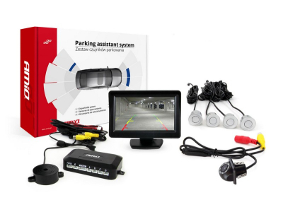 Zestaw czujników parkowania TFT01 4,3" z kamerą HD-305 LED 4 sensory srebrne