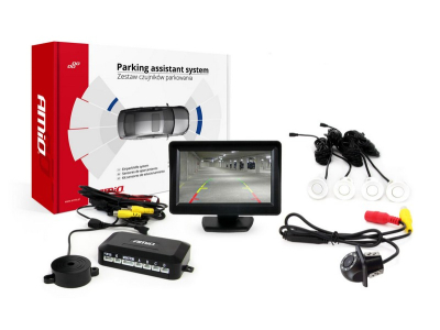 Zestaw czujników parkowania TFT01 4,3" z kamerą HD-305 LED 4 sensory białe