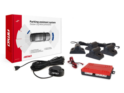 Zestaw czujników parkowania cofania Buzzer 4 sensory czarne TRUCK 19mm