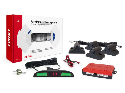 Zestaw czujników parkowania cofania LED COB 4 sensory czarne 19mm TRUCK