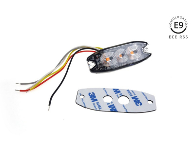 Lampa błyskowa płaska 3x3W LED R65 R10 12/24V IP67