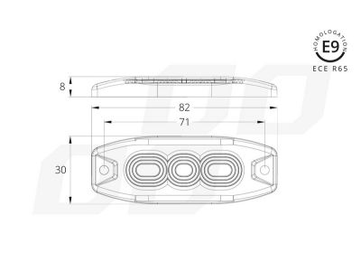 Lampa błyskowa płaska 3x3W LED R65 R10 12/24V IP67