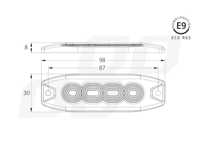 Lampa błyskowa płaska 4x3W LED R65 R10 12/24V IP67