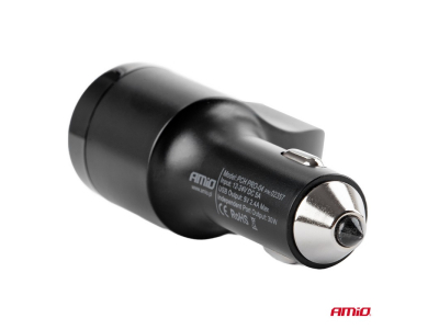 Ładowarka samochodowa z młotkiem bezpieczeństwa 2xUSB, gniazdo zapalniczki 2,4A PCH PRO-04