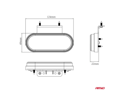 Lampa obrysowa LED AMiO OM-01-O owalna, pomarańczowa
