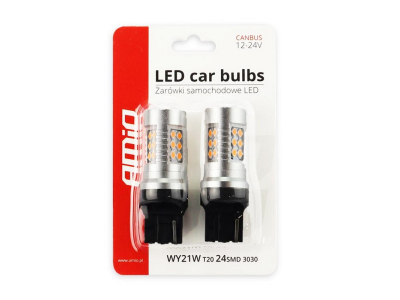 Żarówki LED CANBUS 3030 24SMD T20 7440 WY21W Pomarańczowa 12V/24V