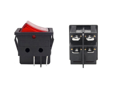 Włącznik czerwonym prostokątny 12V/230V (z podświetleniem) BU02