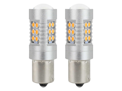 Żarówki LED CANBUS 3030 24SMD 1156 BAU15S PY21W Pomarańczowa 12V/24V