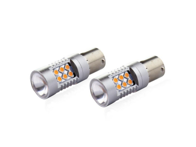 Żarówki LED CANBUS 3030 24SMD 1156 BAU15S PY21W Pomarańczowa 12V/24V