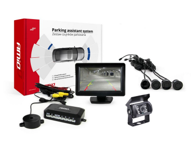 Zestaw czujników parkowania TFT01 4,3" z kamerą HD-501-IR 4 sensory czarne