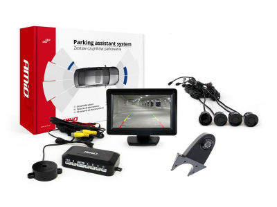 Zestaw czujników parkowania TFT01 4,3" z kamerą HD-502-IR 4 sensory czarne