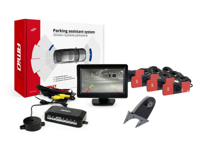 Zestaw czujników parkowania TFT01 4,3" z kamerą HD-502-IR 4 sensory czarne wewnętrzne
