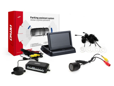 Zestaw czujników parkowania TFT02 4,3" z kamerą HD-301-IR 4 sensory białe