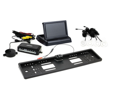 Zestaw czujników parkowania TFT02 4,3" z kamerą HD-402-LED 4 sensory białe