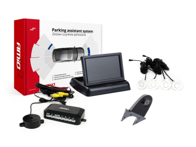 Zestaw czujników parkowania TFT02 4,3" z kamerą HD-502-IR 4 sensory białe