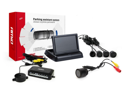 Zestaw czujników parkowania TFT02 4,3" z kamerą HD-301-IR 4 sensory czarne