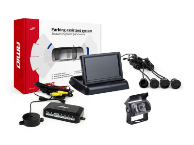 Zestaw czujników parkowania TFT02 4,3" z kamerą HD-501-IR 4 sensory czarne