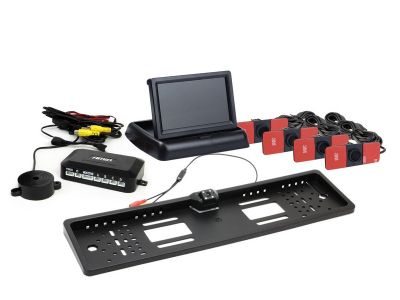Zestaw czujników parkowania TFT02 4,3" z kamerą HD-402-LED 4 sensory czarne wewnętrzne