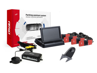 Zestaw czujników parkowania TFT02 4,3" z kamerą HD-502-IR 4 sensory czarne wewnętrzne