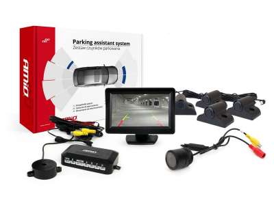 Zestaw czujników parkowania TFT01 4,3" z kamerą HD-301-IR 4 sensory czarne Truck