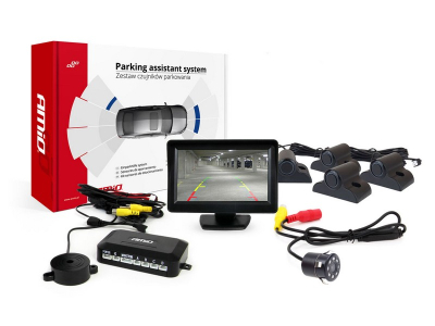 Zestaw czujników parkowania TFT01 4,3" z kamerą HD-307-IR 4 sensory czarne Truck