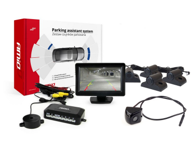 Zestaw czujników parkowania TFT01 4,3" z kamerą HD-310 4 sensory czarne Truck